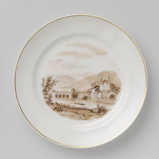 Plate with a landscape