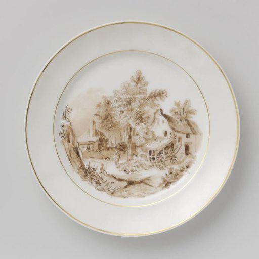 Plate with a landscape