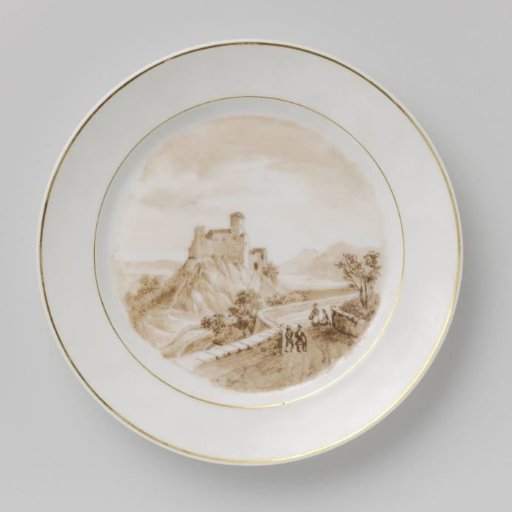 Plate with a landscape