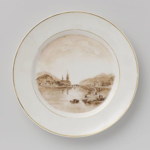 Plate with a landscape