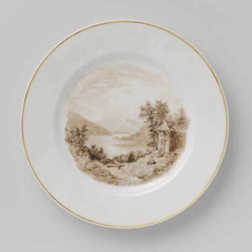 Plate with a landscape