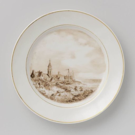 Plate with a landscape