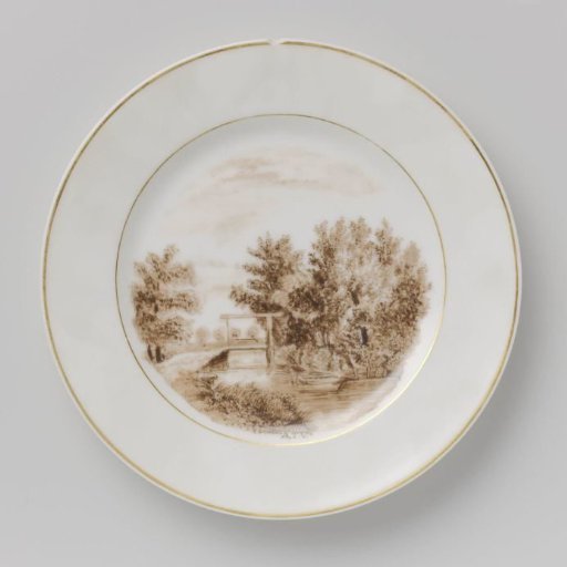 Plate with a landscape