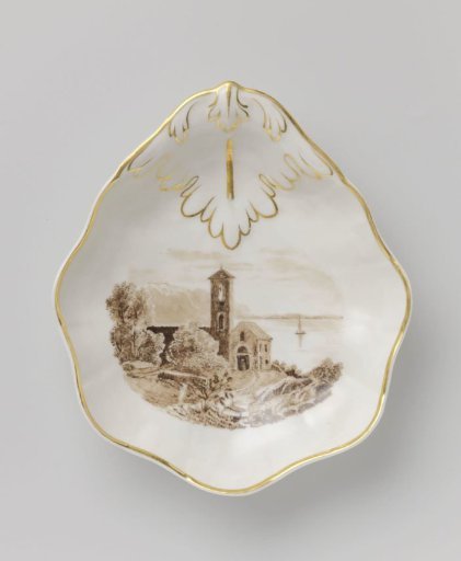 Dish with a landscape