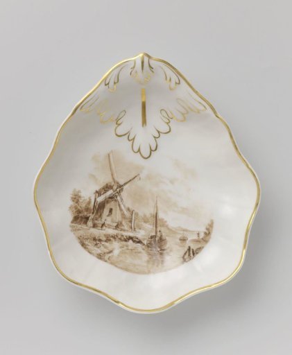 Dish with a landscape