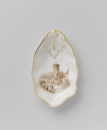 Dish with a landscape