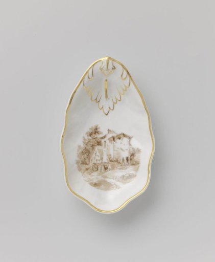 Dish with a landscape