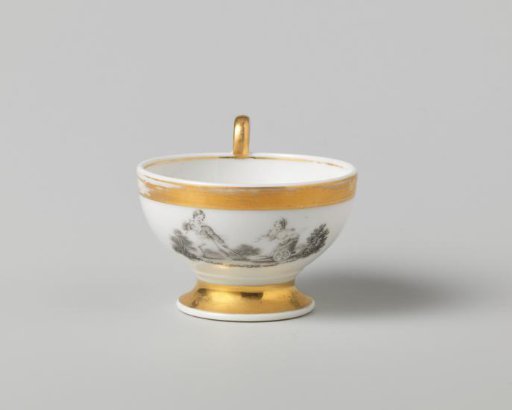 Cup with different figures in a landscape