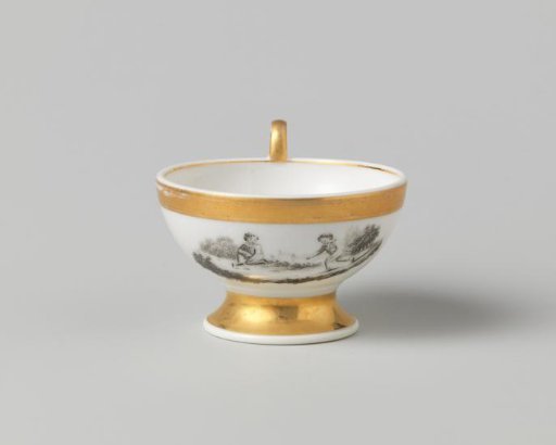 Cup with different figures in a landscape