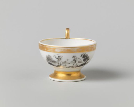 Cup with different figures in a landscape