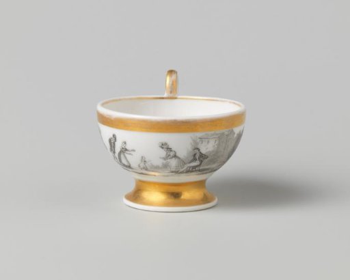 Cup with different figures in a landscape