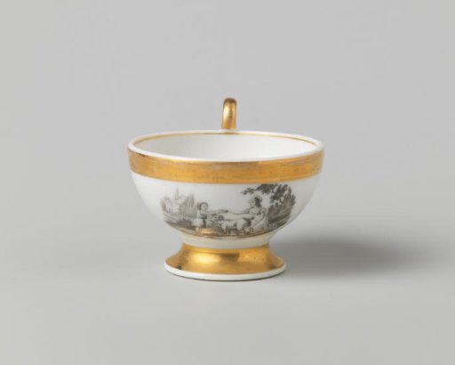 Cup with different figures in a landscape