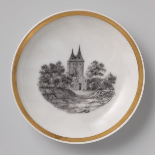 Saucer with a landscape