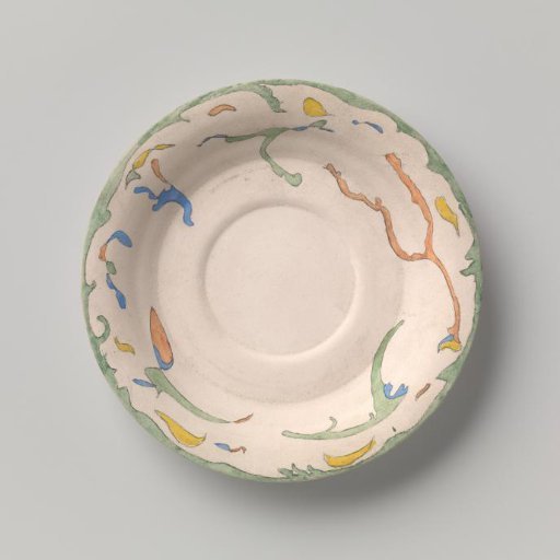 Plate polychromed with watercolor