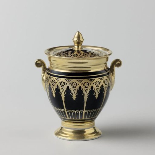 Sugar bowl with a gothic arcade decoration
