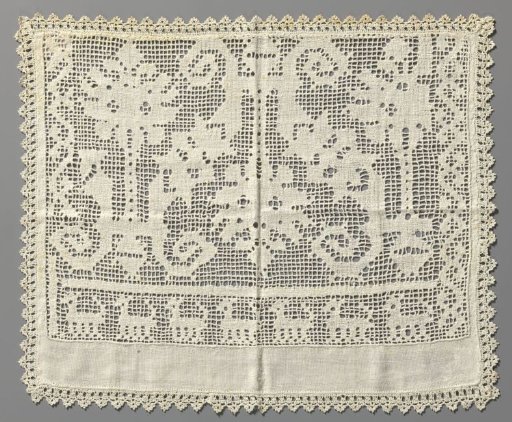 Strip for a Dowlas with Lace Embroidery with Quadrupeds Along the Border