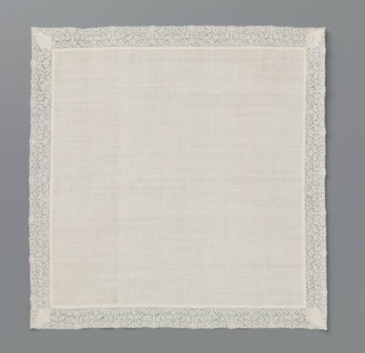 Neck and nose handkerchief or handkerchief trimmed with a border of Dutch lace