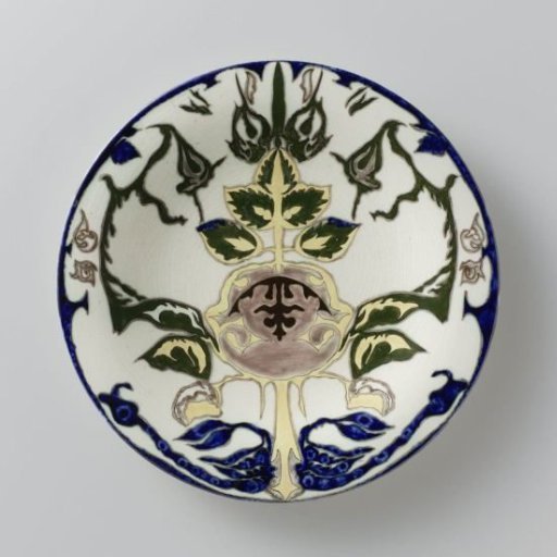 Plaque painted with a standing vegetative motif