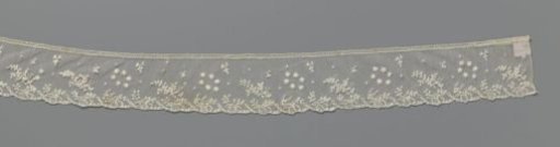 Strip of needle lace with six-petaled ovals