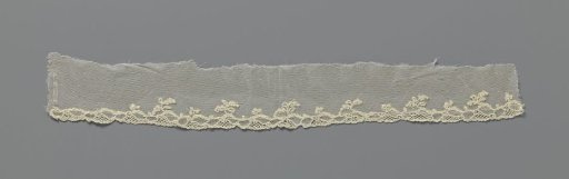 Strip of machine-made lace with a rococo border of needle lace