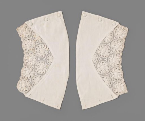 Linen batiste cuff adorned with white work and needle lace fillings