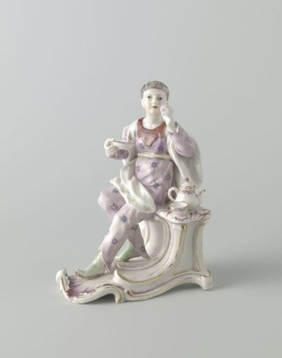Figure of a seated woman with tea