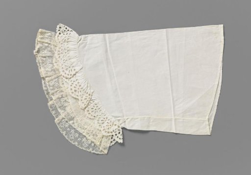 Pagoda sleeve of batiste trimmed with a border of needle lace and a border of bobbin lace