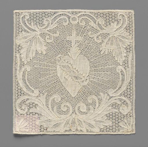 Bobbin lace pall with the Sacred Heart