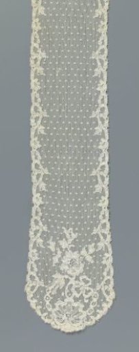 Lady's Handkerchief of Machine-Made Lace with Flowers and Borders of Feather-shaped Flowers