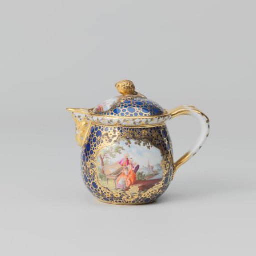 Milk jug with a couple in a landscape