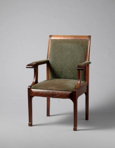 Mahogany armchair upholstered in tripple