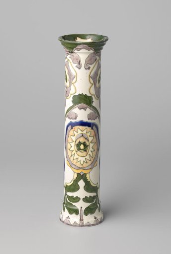 Vase with a symmetrical pattern of flower and leaf motifs