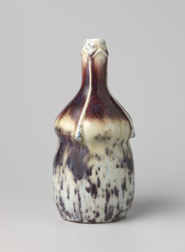 Vase decorated with white, blue and red glazes
