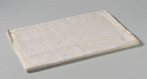 Tablecloth of linen damask with a historical scene