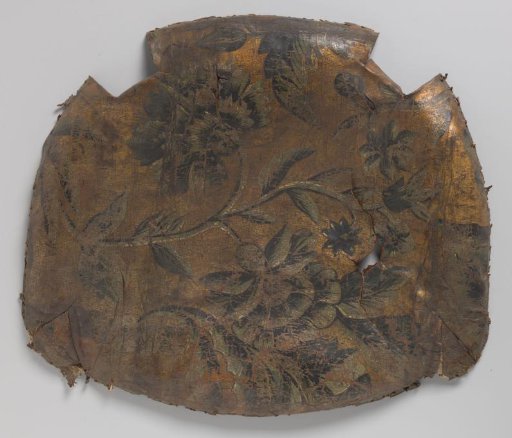 Chair upholstery (seat) of gold leather with a floral pattern