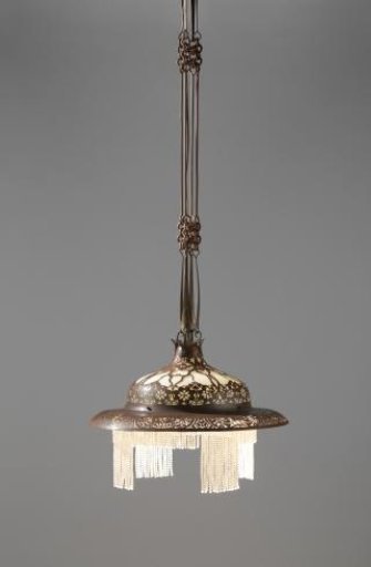 Copper hanging lamp with beads