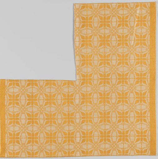 Steel-covered upholstery fabric of linen damask with floral motif