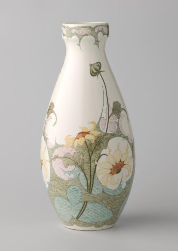 Vase with a pattern of flowers and scales