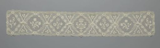 Bonnet veil or veil of needle lace with diamond-shaped medallions