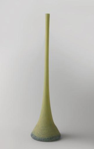 Vase with molten glass powder in blue, light and dark green