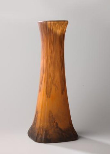Vase with molten glass powder in brown and orange