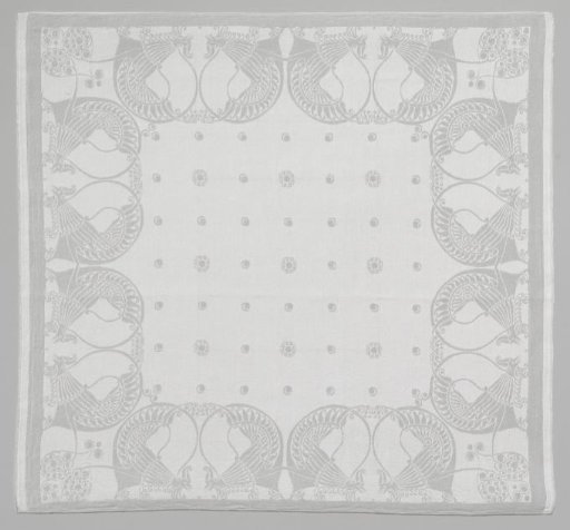 Linen damask napkin with the design "Roosters"