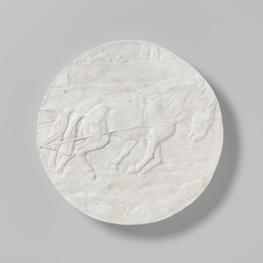 Preliminary study in plaster for a medal with buffaloes and horses