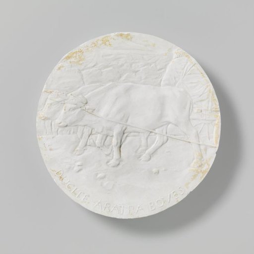 Study of a plaster model for a medal with buffaloes and horses.
