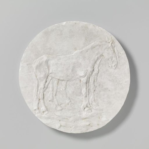 Plaster relief with two horses