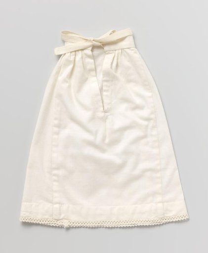 Petticoat, short model with straight center gores and diagonal side gores and decorated at the bottom with galloon. Hand-sewn and marked: GL