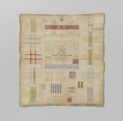 Patch of linen and silk on cotton muslin