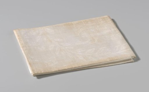 Linen damask napkin with a historical scene