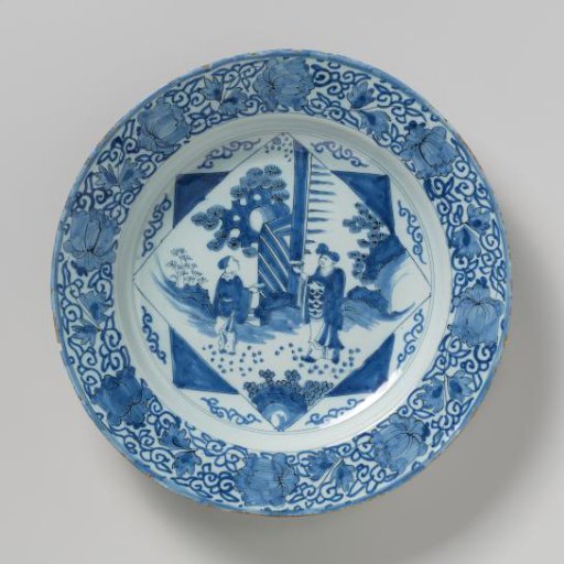 Plate, painted in blue with a chinoiserie decoration