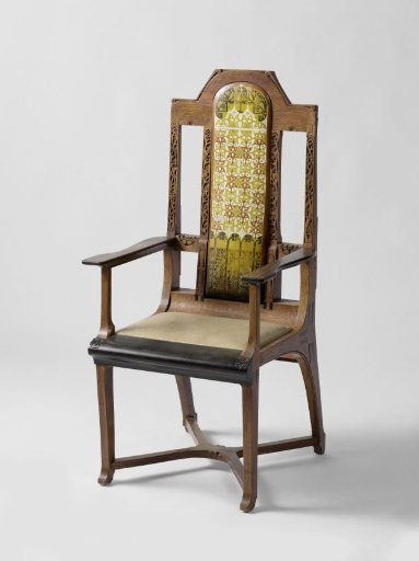 Armchair upholstered with batik parchment